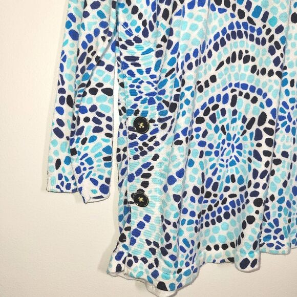 Talbots Blue Mosaic Lightweight Top 1X - Picture 2 of 8